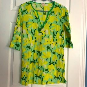 J Crew Petite XS tunic green yellow white